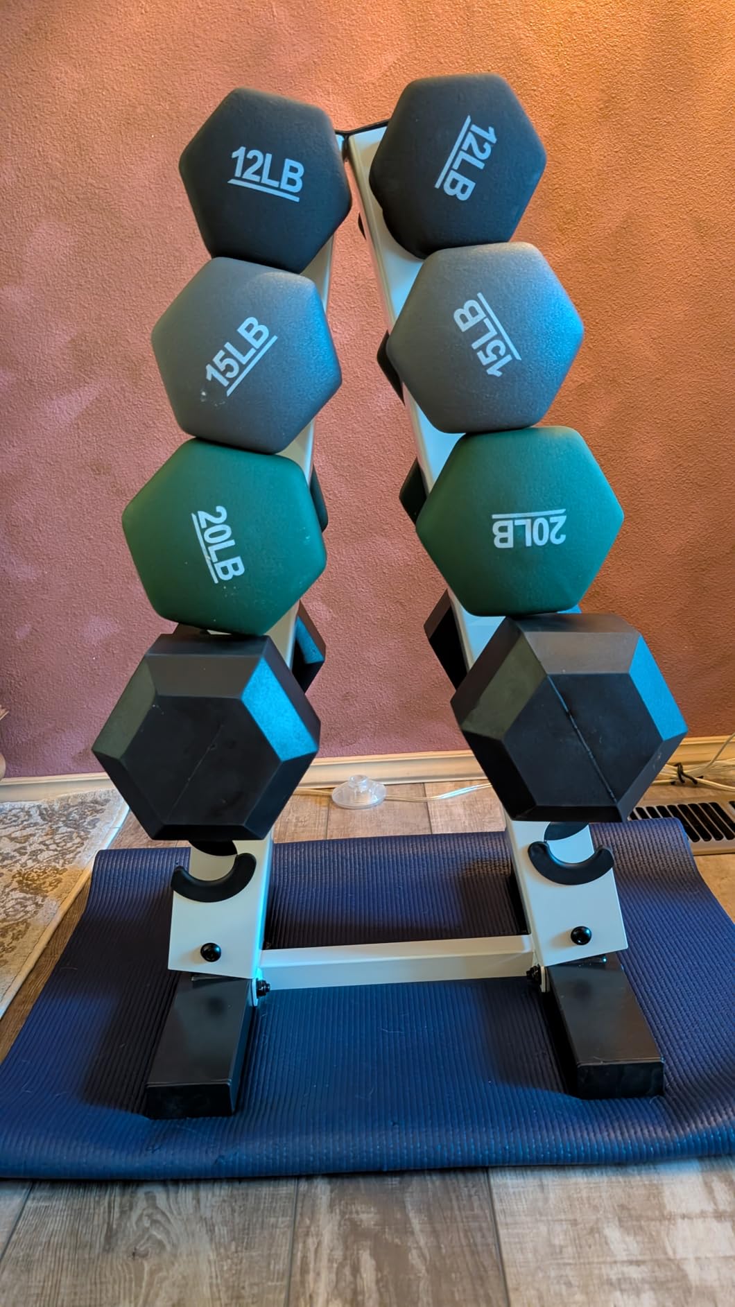 Cap Dumbbell Rack for Home Gym, Space-Saving Free Weight Rack, Compact Weight Storage Rack for Hex Dumbbells, 3-Tier & 5-Tier Options, 80-200lb Capacity customer photo 2