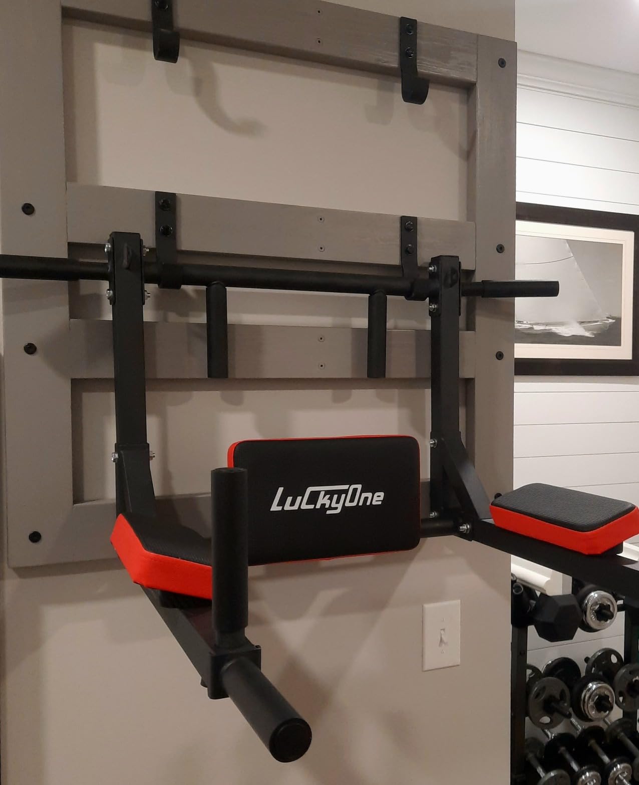 Multifunctional Wall Mounted Pull Up Bar, Chin Up Bar,Dip Station customer photo 1
