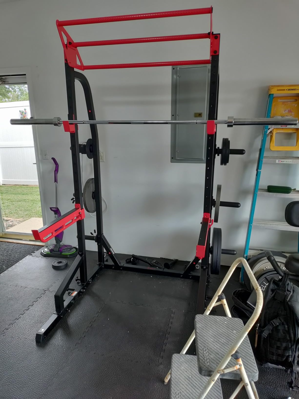 Sunny Health & Fitness Half Rack Cage with Adjustable Pull-Up Bar customer photo 1