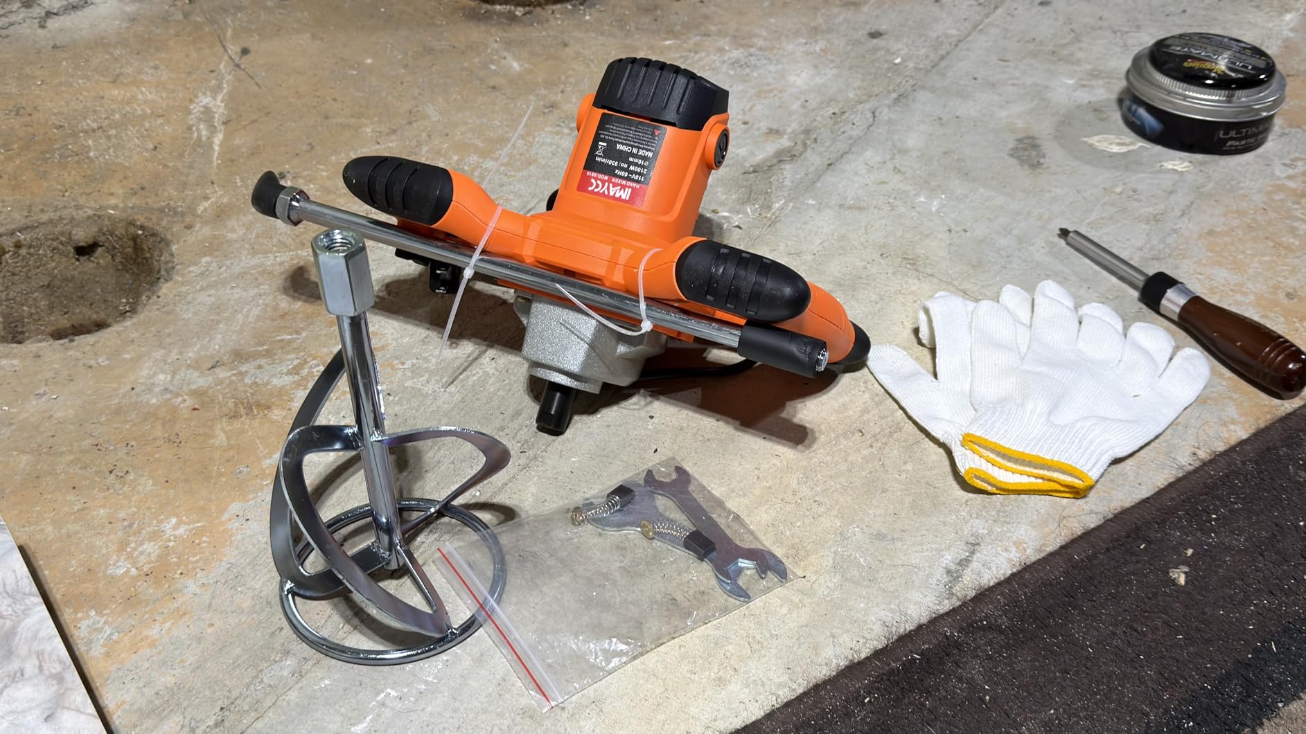 IMAYCC Cement Mixer, 2100W Electric Concrete Mixer with 6 Speed, 110V Handheld Mud Mixer for Motar,Paint, Grout, Plaster, Thinset,Fodder Stirring Tool customer photo 2