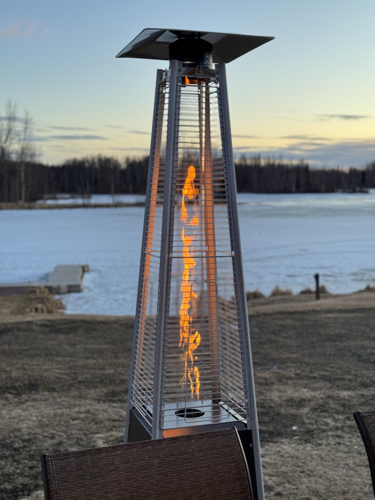 Pamapic Patio Heater, 48,000 BTU Pyramid Flame Outdoor Heater with Cover, Quartz Glass Tube, 87