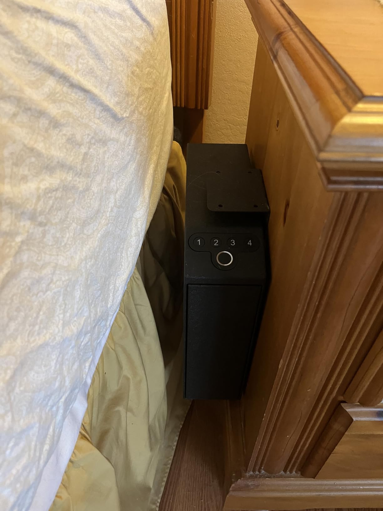 Biometric Slider Handgun Gun Safe for Nightstand, Desk, Bed Side,Truck - Auto Sliding Door Hand Gun Safe for Pistol -with Fingerprint, PIN Code, KEY Access customer photo 1