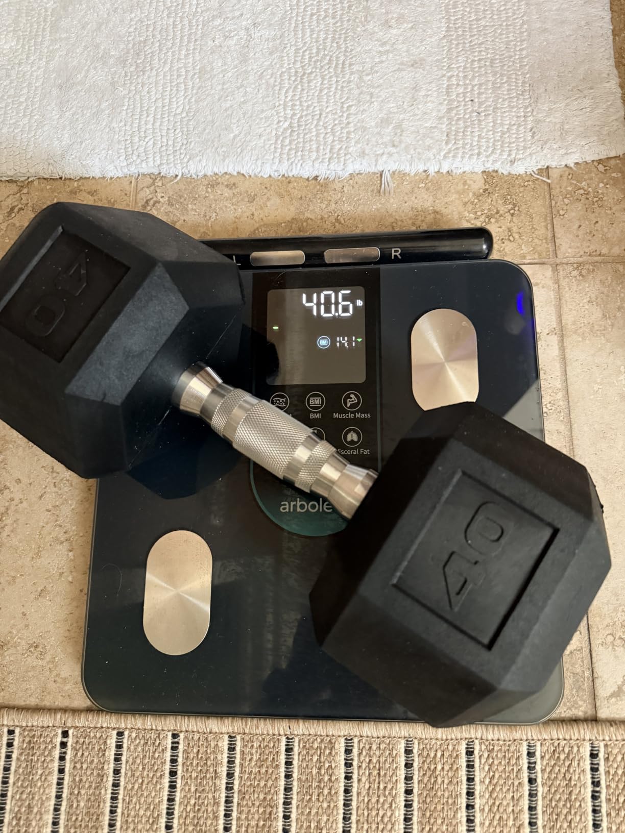 CAP Rubber Coated Dumbbell Weights, Free Weights for Home Gym Strength Training, Anti-Roll Hex Dumbbells with Black, Chrome & Comfort Grip Handles, Singles customer photo 1