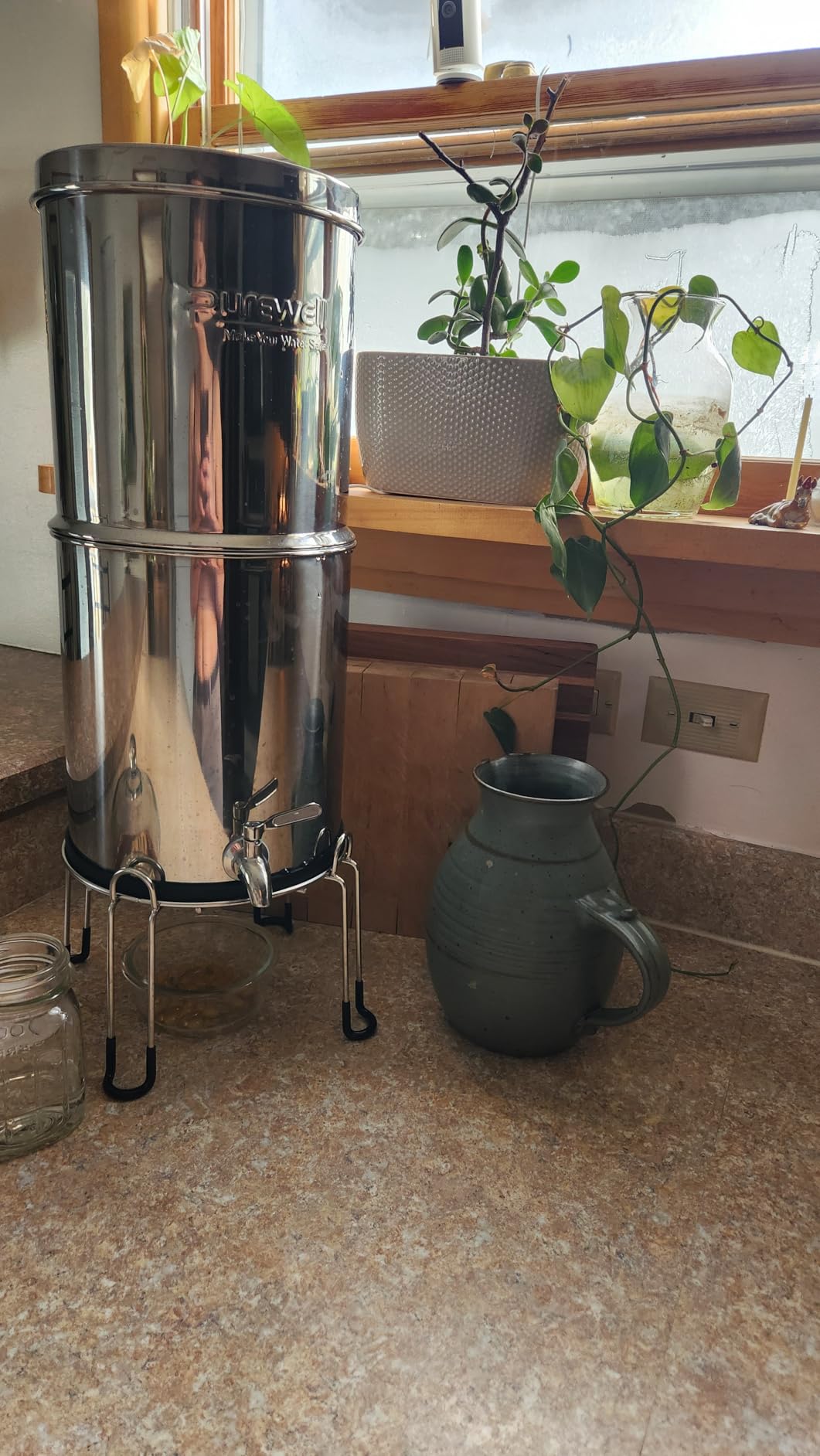 Purewell 3-Stage 0.01μm Ultra-Filtration Gravity Water Filter System, NSF/ANSI 42&372 Certification, 304 Stainless Steel Countertop System with 2 Filters and Stand, Reduce 99% Chlorine, 2.25G, PW-OB customer photo 1