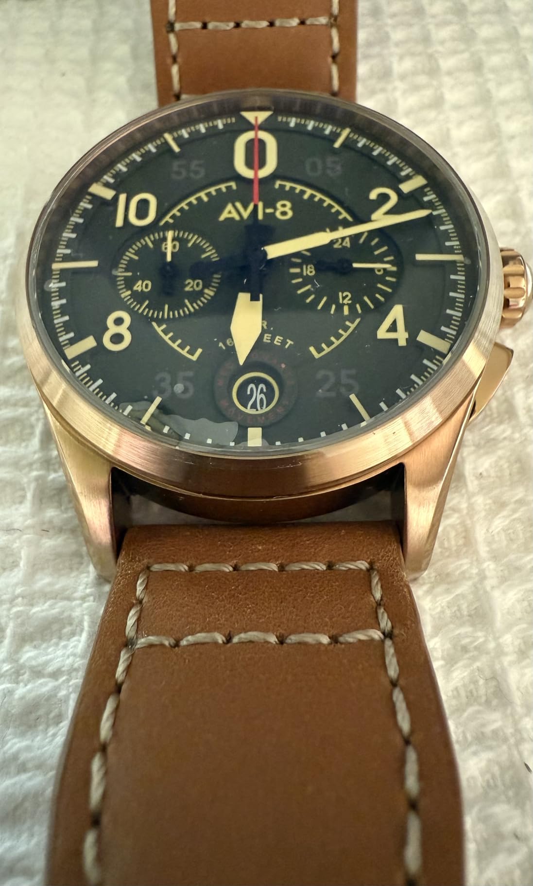 AVI-8 Men's 42mm Spitfire Lock Chronograph Watch with Leather Strap AV-4089 customer photo 1