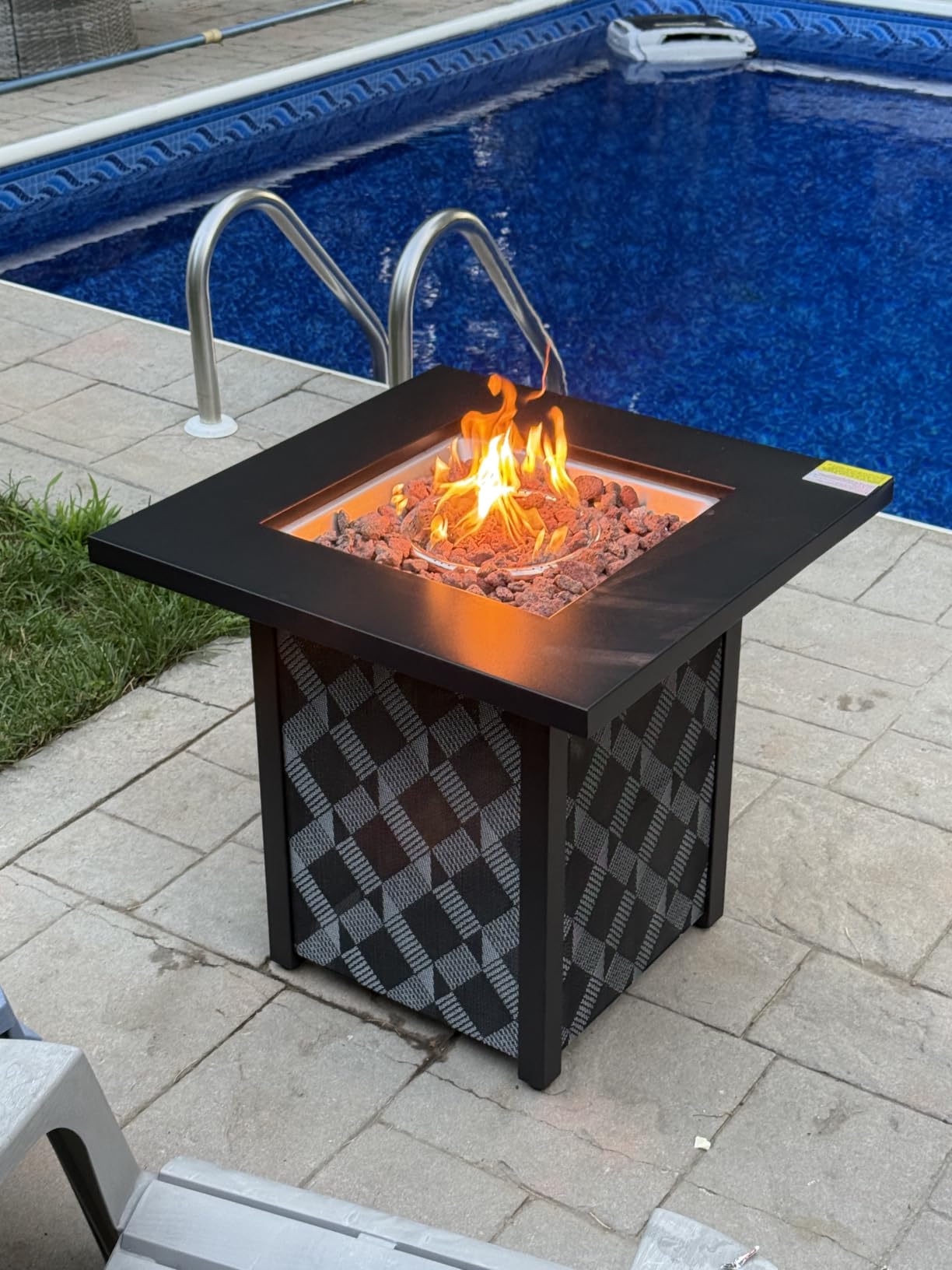 Ciays 28 Inch Propane Fire Pit CSA-Listed Outdoor Fire Pit Table, 50,000 BTU Steel Gas Fire Pits with Lid and Lava Rock, Add Warmth and Ambience to Parties On Patio Deck Garden,Black,CIFPT3-N1 customer photo 2