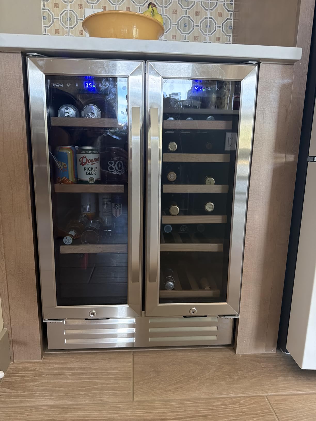 24 Inch Beverage Refrigerator Cooler,210 Cans Wide Beverage and Beer Fridge with Glass Door and Powerful Cooling Compressor, Built-in/Freestanding Drink Fridge for Kitchen, Bar or Office customer photo 2