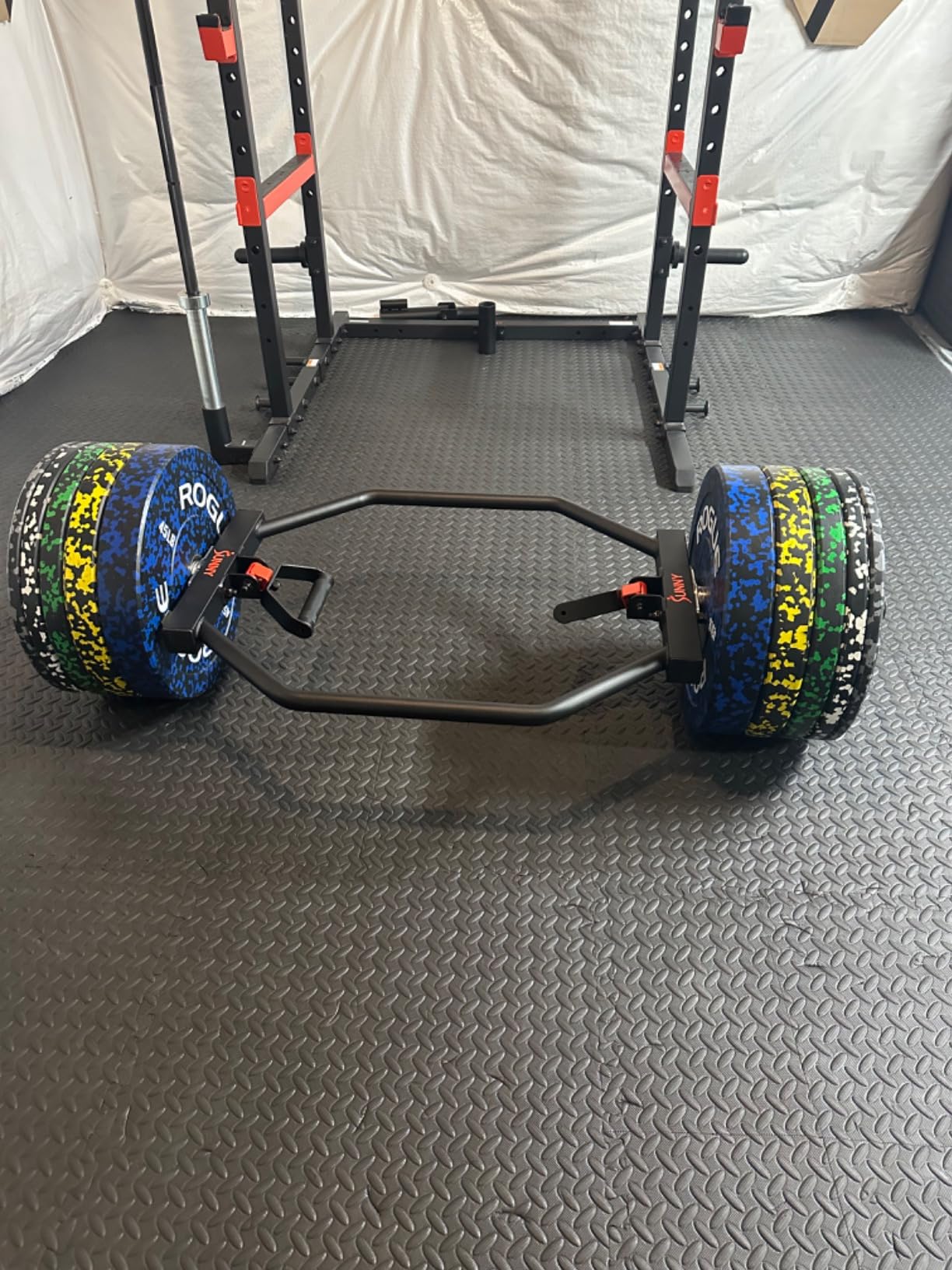 Sunny Health & Fitness Olympic Hex Trap Bar, Swivel Handles for Deadlifts customer photo 2