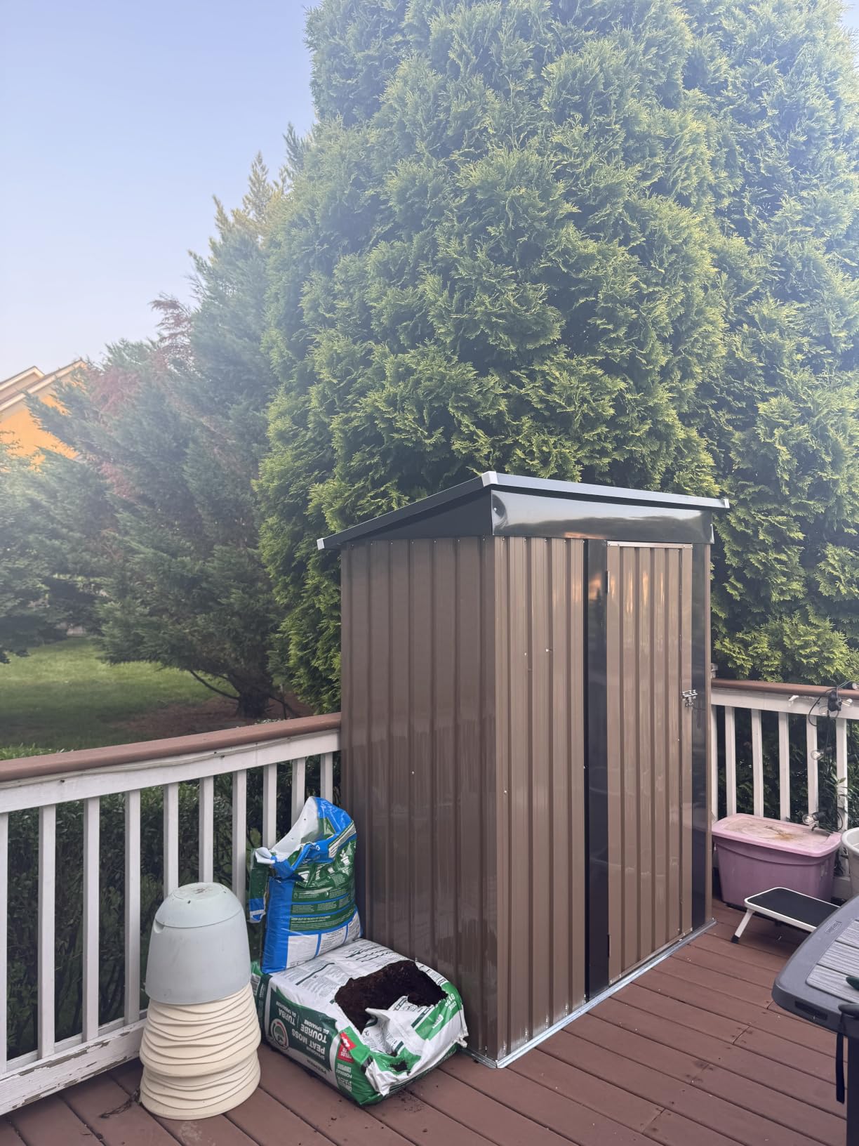 Devoko 5x3 FT Outdoor Storage Shed, Brown customer photo 1