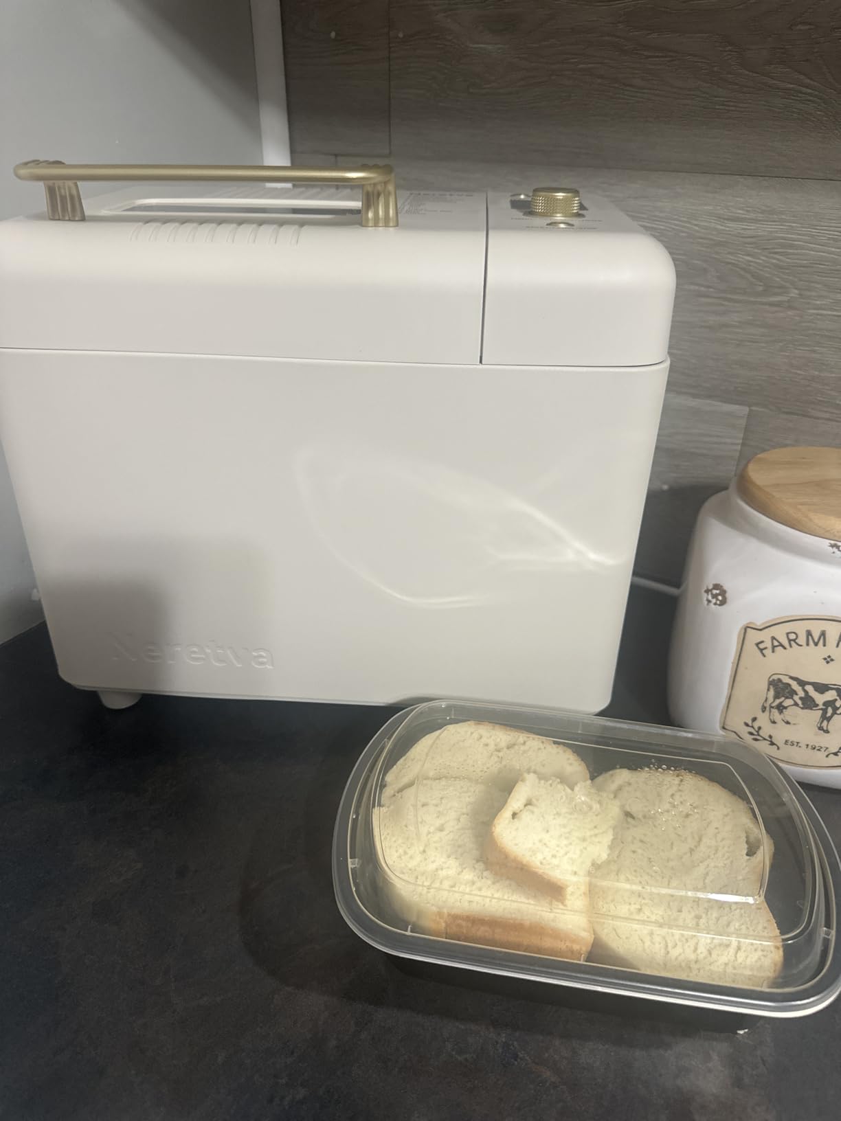 Neretva 2.2LB 15-in-1 Bread Machine with Dual Heater and Auto Nut Dispenser | Nonstick Ceramic Pan Bread Maker Machine, Low Noise Breadmaker, 15H Timer & 1H Keep Warm Set for Gluten Free/Sourdough/Yogurt customer photo 1