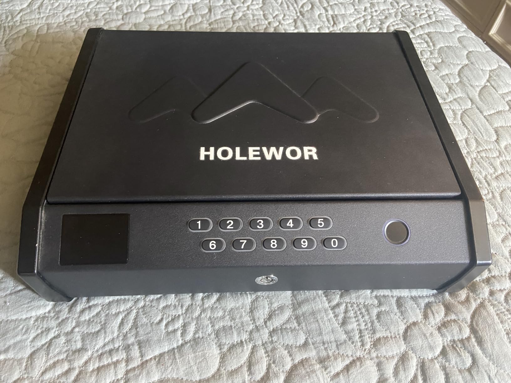 HOLEWOR Gun Safe, Biometric Safes for Pistols with LCD Display of Time Battery, Fingerprint Quick Access Handgun Safe Pistol Bedside, Nightstand, Car, 2 Capacity customer photo 2