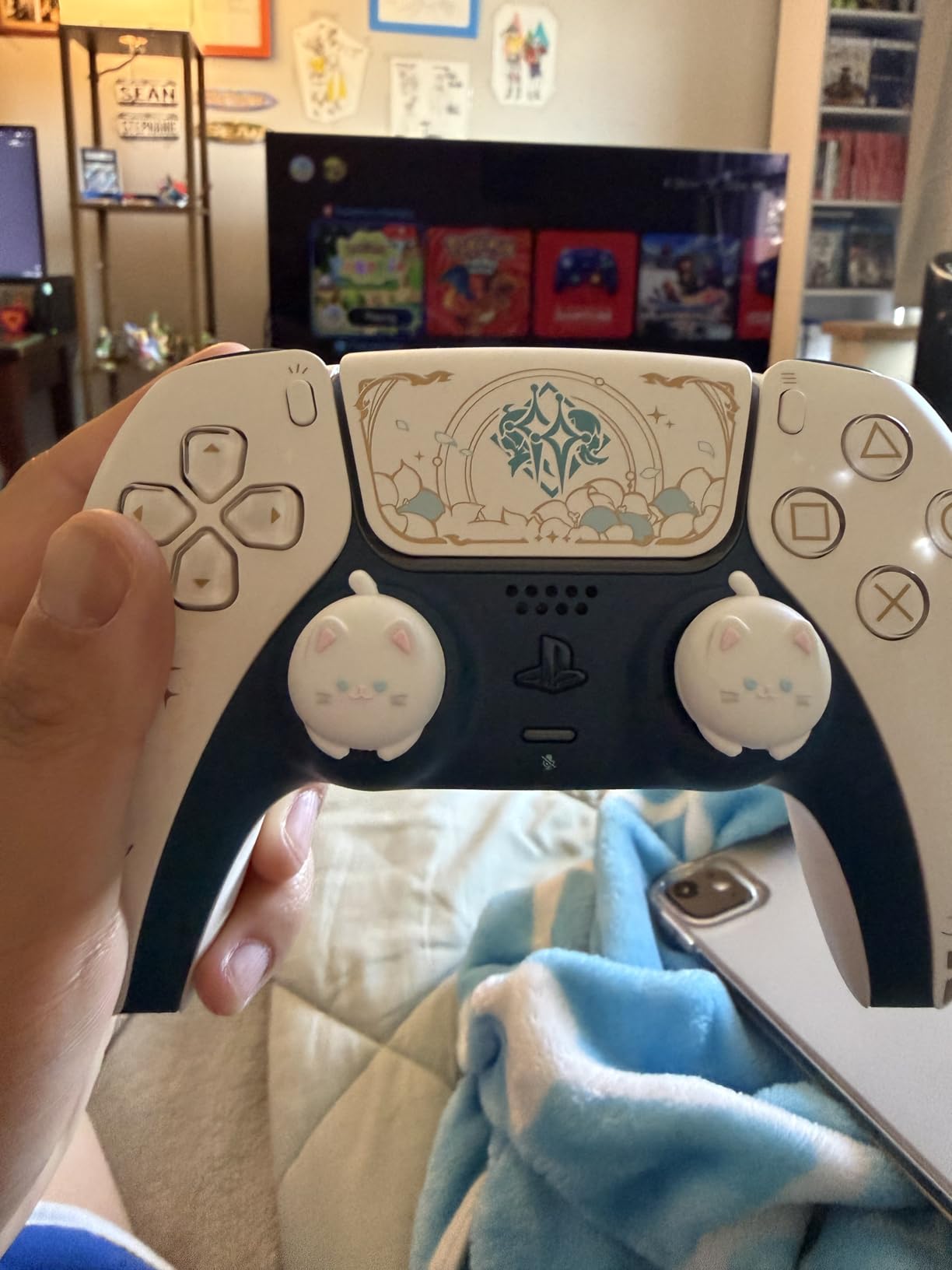 PlayVital Cute Thumb Grip Caps for ps5, Edge, ps4 Controller, Silicone Analog Stick Cover for Xbox Series X/S, Elite Series 2 Controller, Thumbstick Caps for Switch 2 Pro Controller - Cutie Kitty customer photo 2