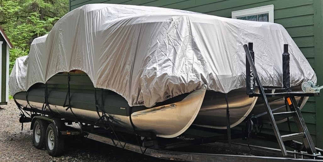 Solim 22-24FT Pontoon Boat Cover, 1200D Heavy Duty Waterproof, UV Resistant customer photo 1