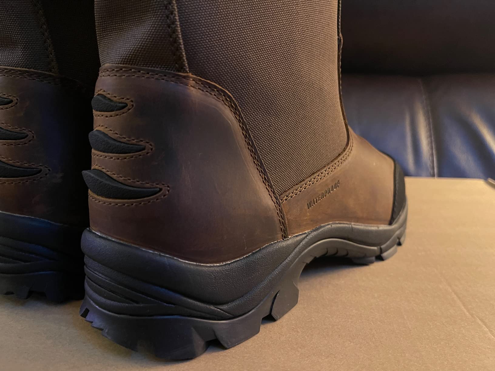 GOODVILLE PreyMaster Men's Waterproof Hunting Snake Boots with Zipper- Puncture and Slip-Resistant Knee High, Pull On Snake Shoes for Men - 17 Inch Height, Rubber sole, Made with SnakeGuard Extreme Material, Breathable, Comfortable, Brown customer photo 1