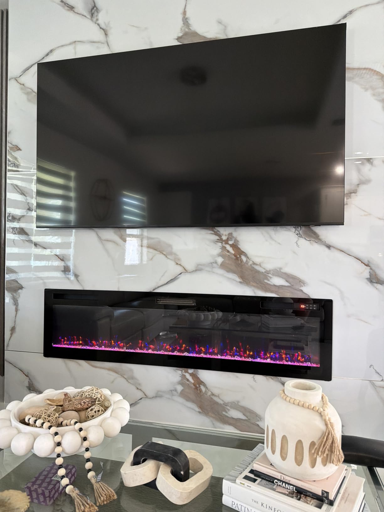 Vitesse 30 Inch Ultra Thin Electric Fireplace-Narrow Bezel Linear Fireplace Heater Recessed Wall Mounted, Remote and Screen Control, 8H Sleep Timer, Low Noise, 750/1500W for Living Room, Bedroom customer photo 2