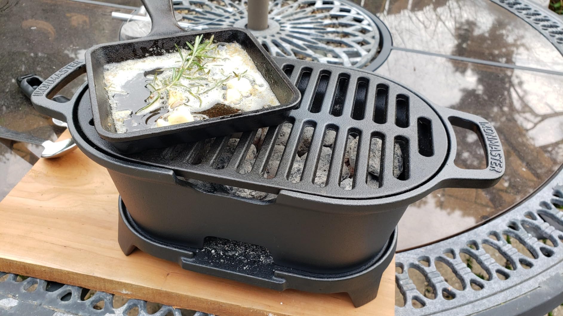 IronMaster Mini 100% Cast Iron Hibachi Grill, Tabletop Small Portable Charcoal Grill for Outdoor Camping, Japanese BBQ Grill Grate Surface 11