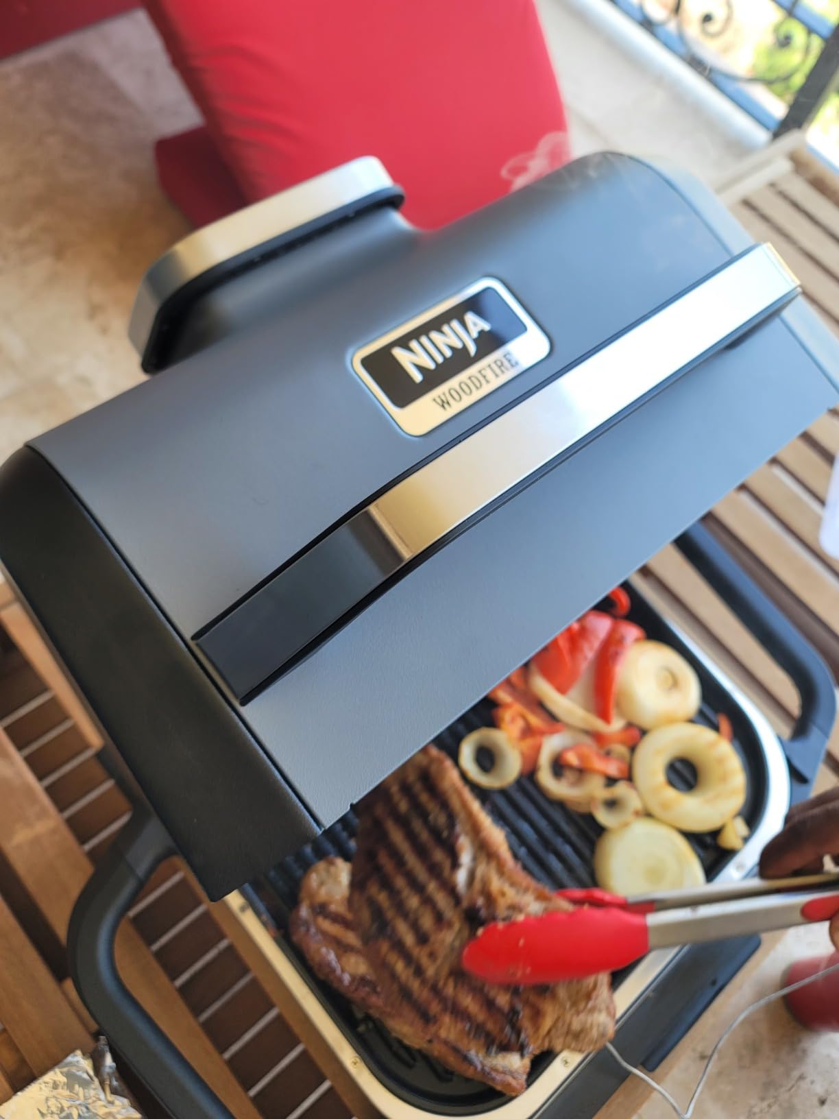 Ninja Woodfire™ Pro Outdoor Grill with Built-in Thermometer, OG751 | Ninja Woodfire Pro Grill uses wood pellets & electric power, with a built-in thermometer for perfect, no-guesswork cooking customer photo 1