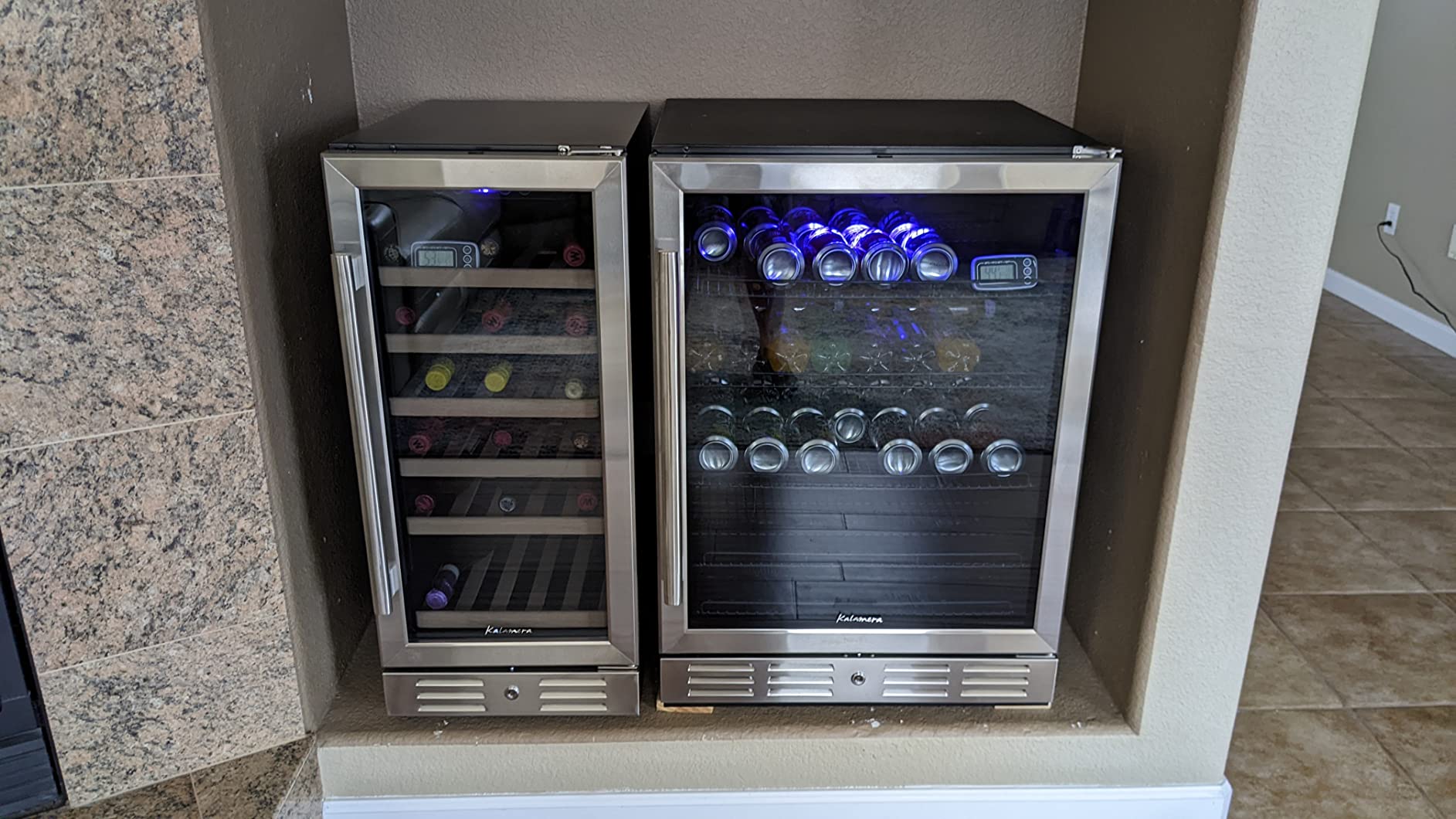 Kalamera 24 inch Wine Cooler, 37 Bottle Dual Zone Built-in or Freestanding | Wine Fridge with Stainless Steel Reversible Glass Door, for Home, Kitchen or Office customer photo 1