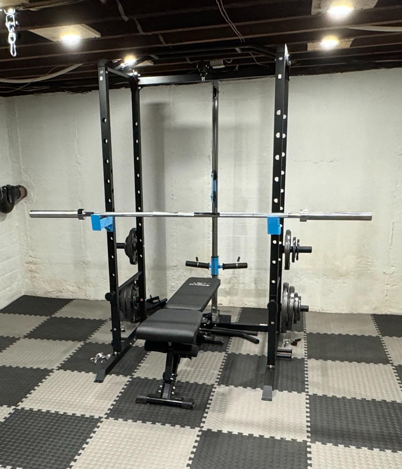 ULTRA FUEGO Power Cage, Multi-Functional Power Rack with J-Hooks, Dip Handles, Landmine Attachment and Optional Cable Pulley System for Home Gym customer photo 2