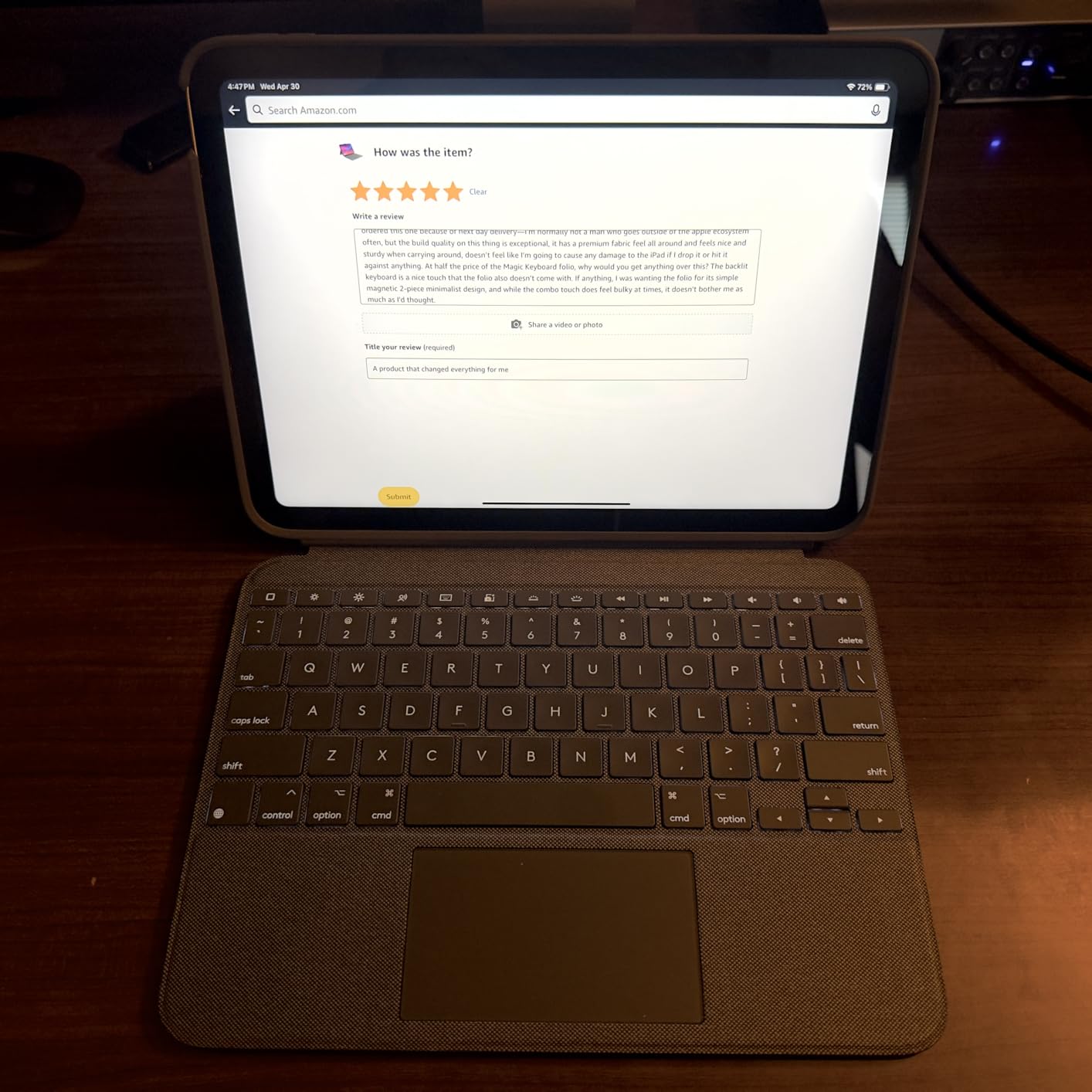 Logitech Combo Touch, Detachable iPad Keyboard Case 10th gen - Oxford Gray | Large Precision Trackpad, Full-Size Backlit Keyboard, Smart Connector Technology, A16 compatible customer photo 2