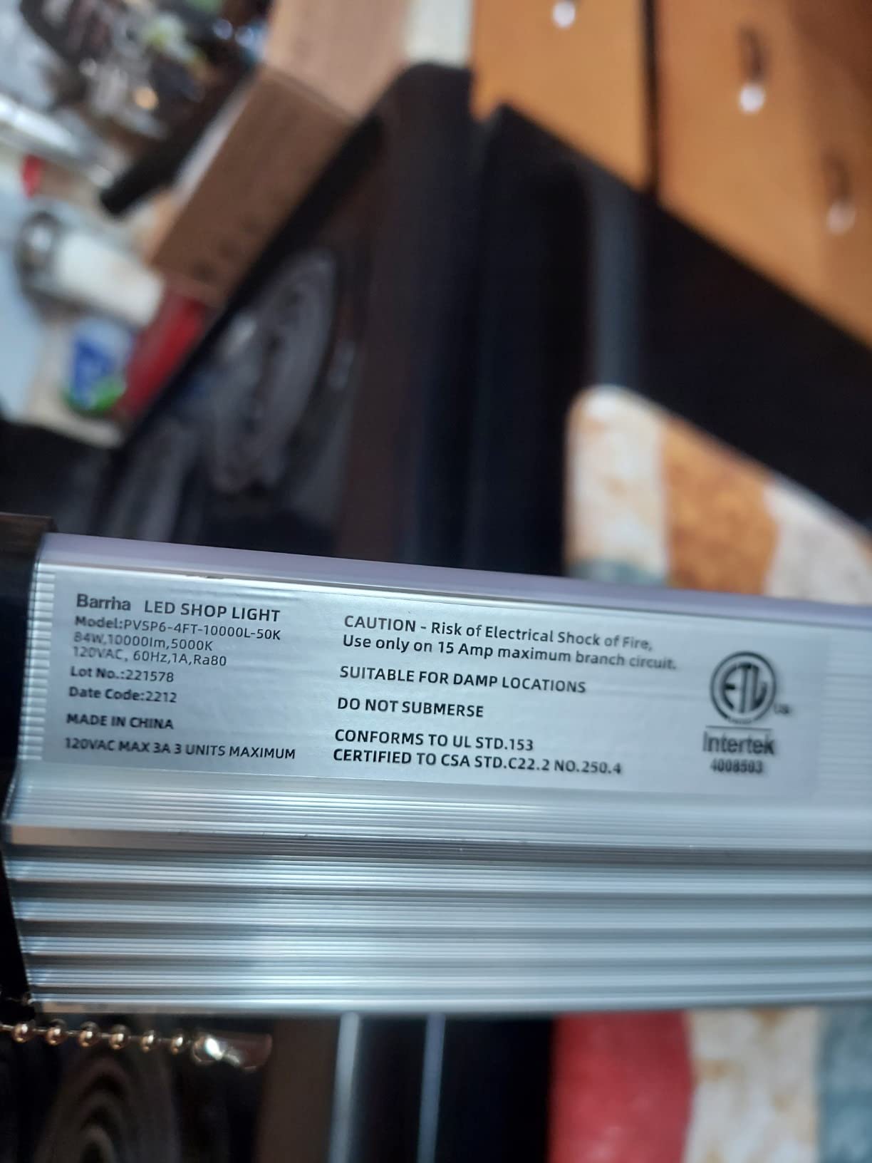 Barrina BS84 LED Shop Lights 4FT for Workshop, 84W 10000LM 5000K, 1 Packs customer photo 2