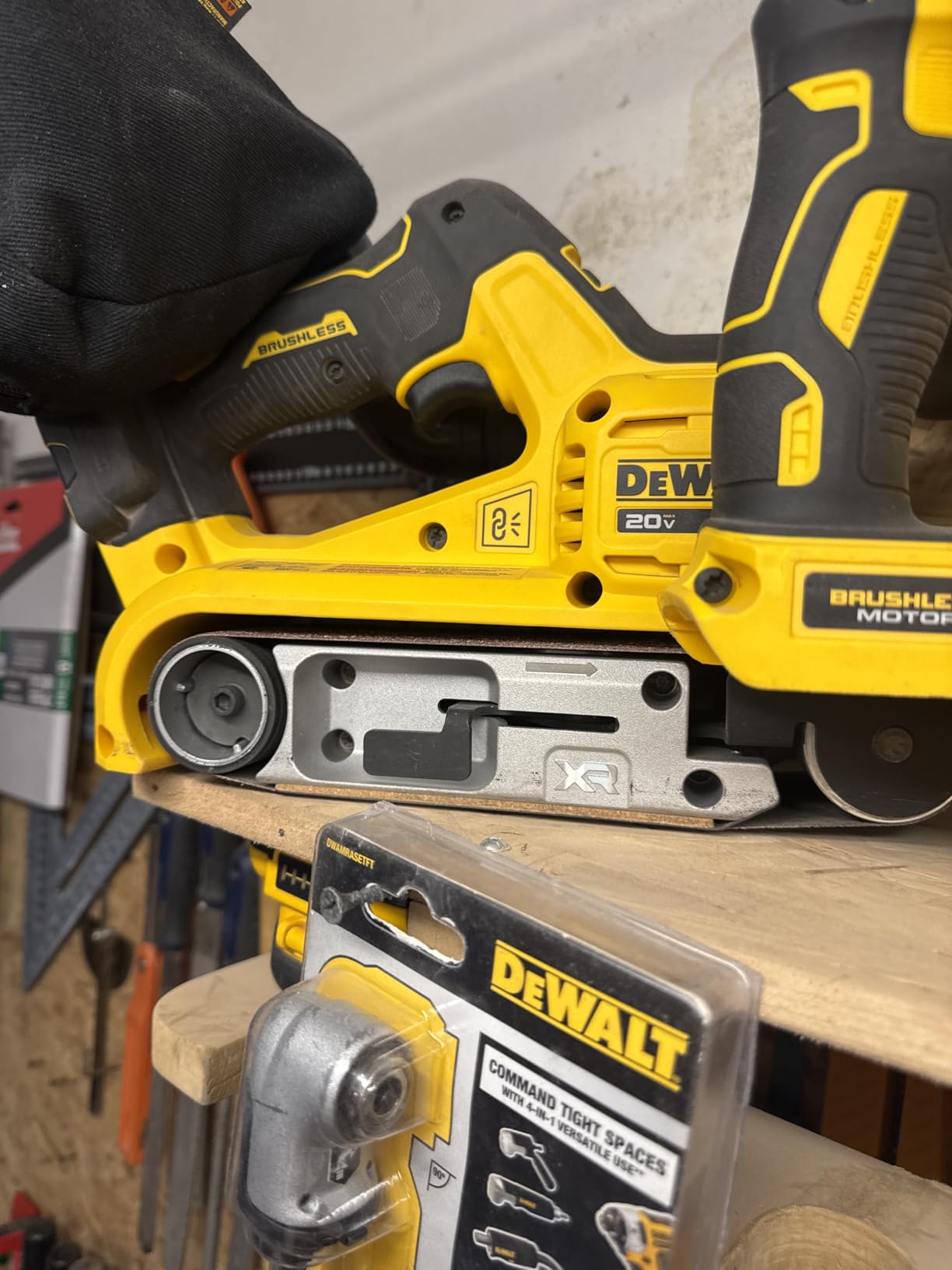 DEWALT 20V MAX* Belt Sander, Cordless, Brushless, Tool Only (DCW220B) | Tool only, variable speed, dust collection customer photo 2