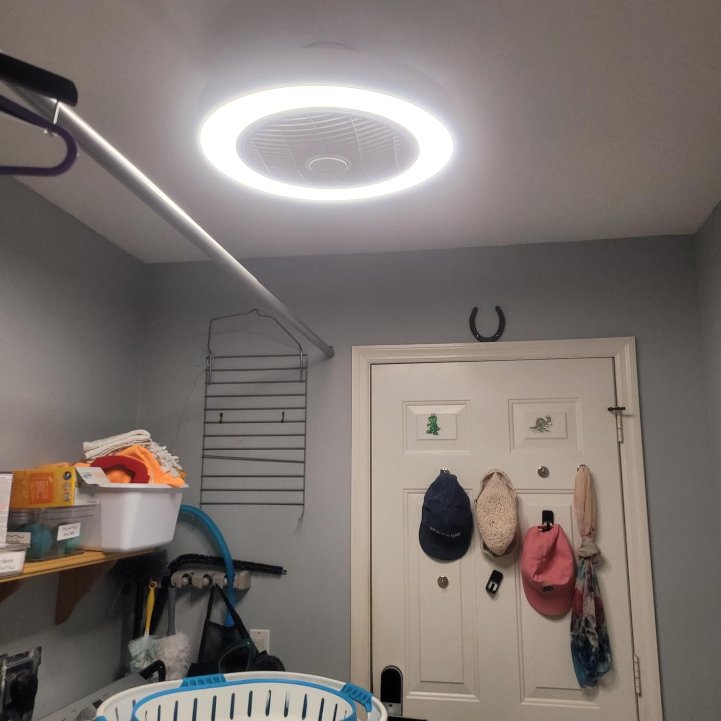 LEDIARY 20 Inch Low Profile Bladeless Enclosed LED Ceiling Fan Light, White customer photo 2