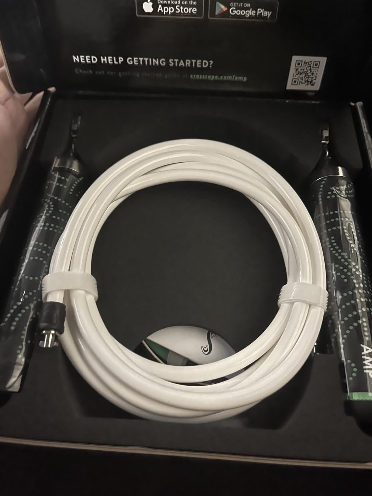 Crossrope AMP Smart Jump Rope Set with Interchangeable Weighted Ropes | Bluetooth-connected handles with 1/4, 1/2 & 1 lb ropes for app-guided cardio, HIIT, and strength workouts customer photo 1