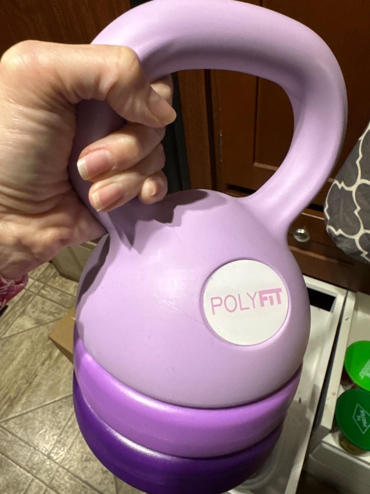 Polyfit Adjustable Kettlebell | 5 lb - 12 lb | Kettlebells Weights Set for Home Gym | Kettle Bell Sets for Women at Home | 3-in-1 adjustable design, 5/8/12 lb settings, non-slip PE coating, compact home gym storage, workout guide included customer photo 1