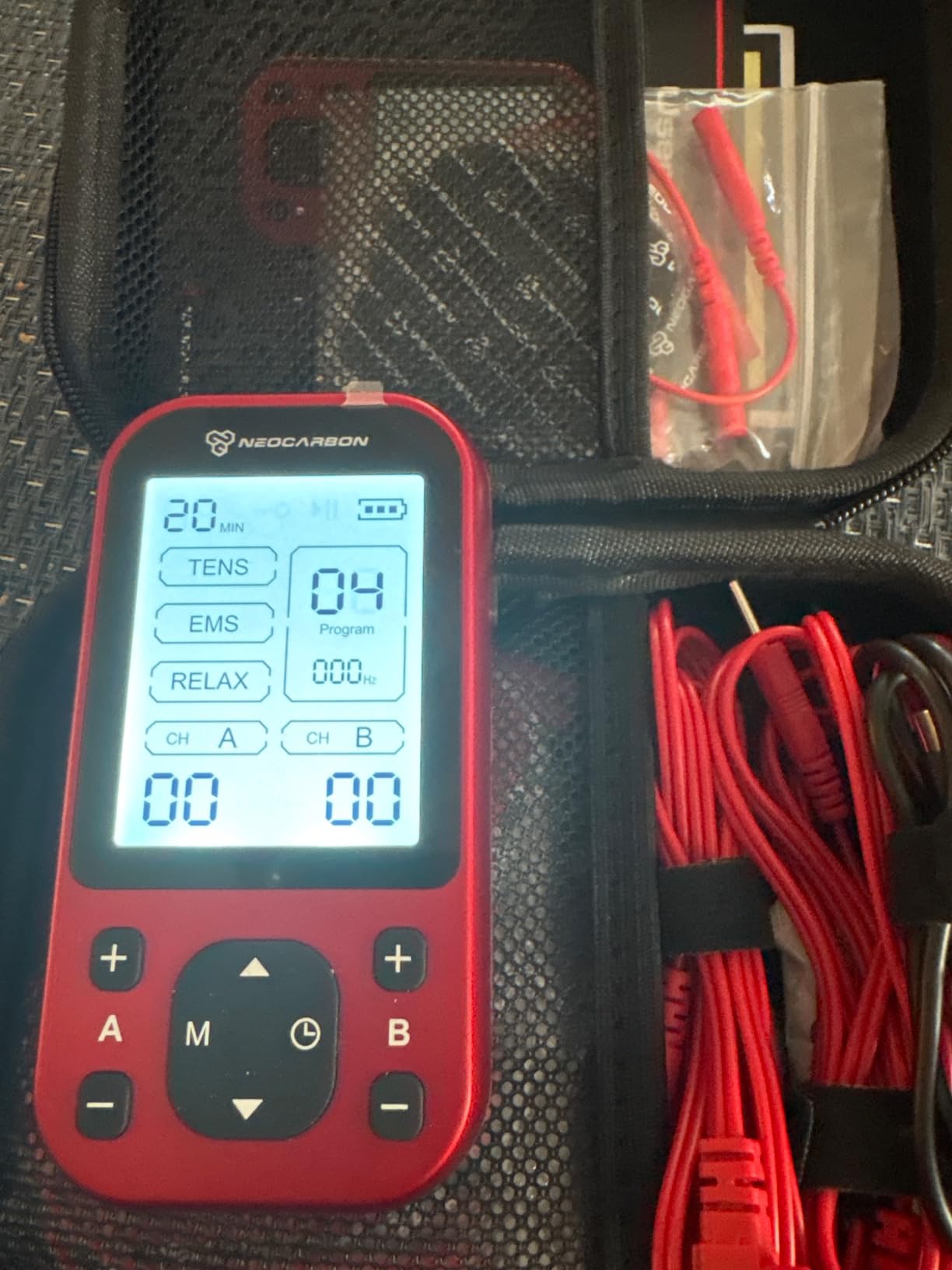 NEOCARBON TENS Unit Muscle Stimulator Pro for Back Pain Relief, Red | Versatile Pain Relief, All-in-One Kit, Portable & Convenient, Pulse Massager Pain Relief Kit, Fast & Efficient Charging customer photo 2