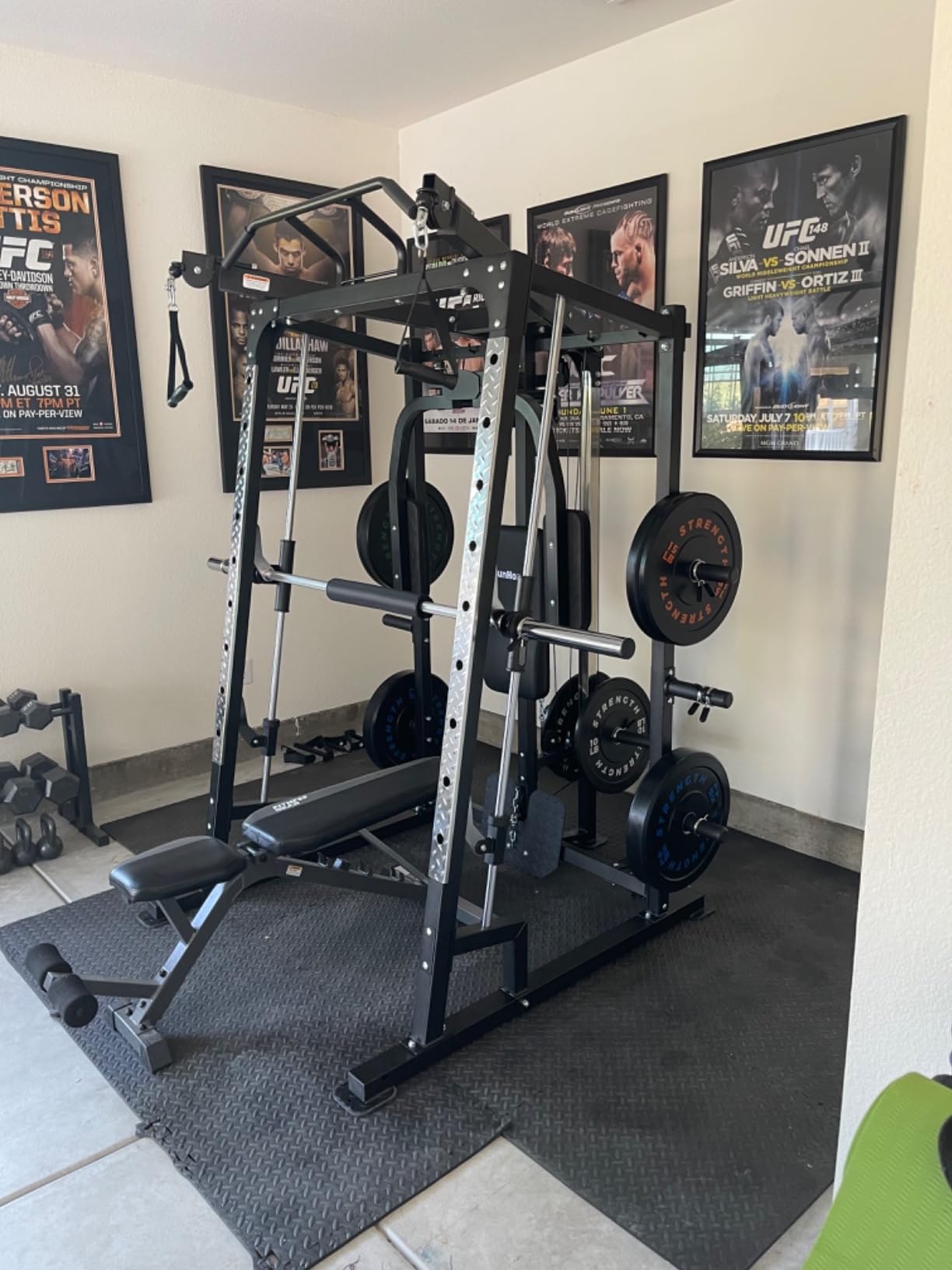 SunHome Smith Machine, 2000LBS Power Cage Squat Rack with Smith Bar, LAT Pull-Down Systems, Cable Crossover Machine for Home Gym customer photo 2