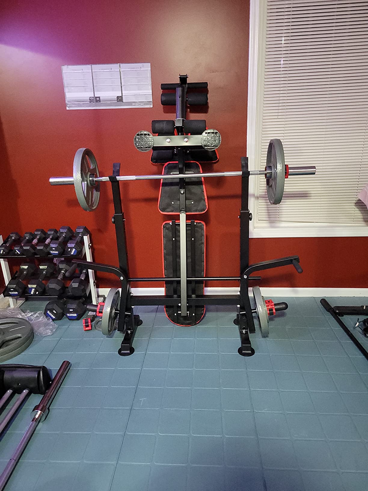 OPPSDECOR ASTM-Certified 900LBS Weight Bench Set with Squat Rack & Leg Extension, Preacher Curl Workout Bench & Bench Press Set for Home Gym Full Body Training customer photo 1