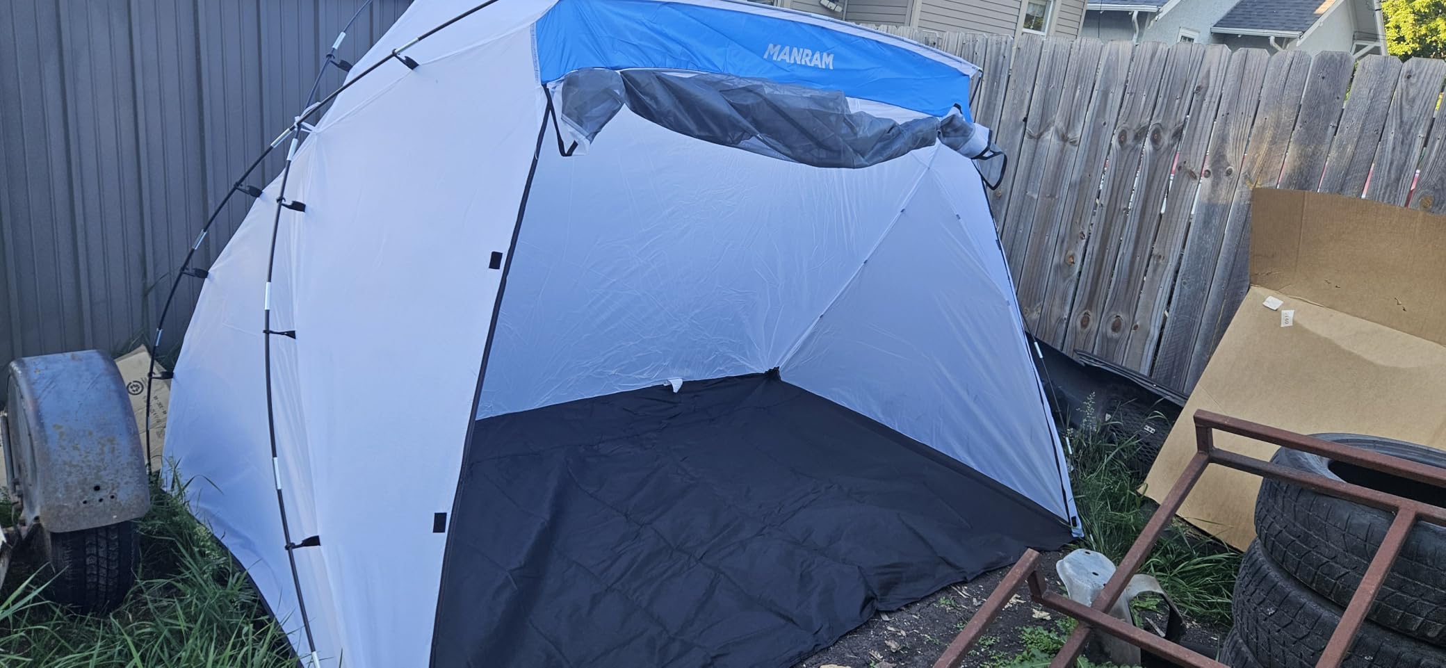 Portable Paint Tent 9(L) x6(W) x5.5(H), Large Paint Booth with Built-in Floor, Mesh Screen, Windproof Hooks, and Storage Bag – Ideal for DIY Painting Projects customer photo 1