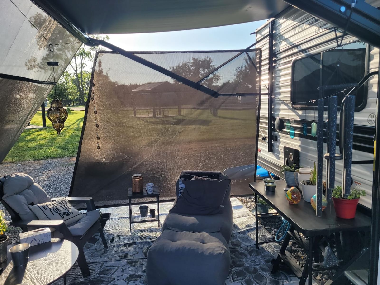 RV Awning Sun Shade Screen 8'x17'3''(Fit for 18' Awning),Black Mesh Shade Screen with Zipper,Universal Trailer Camper Awning Screen with Complete Kits,Improves Shadow and Privacy. customer photo 1