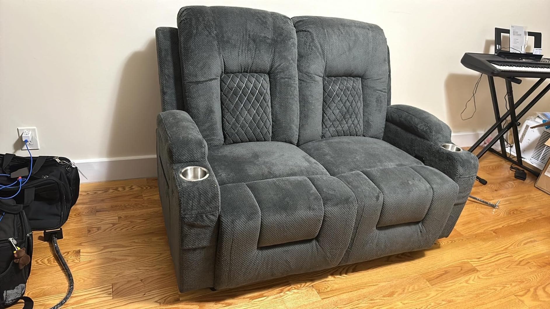 FURNIMAT Loveseat Recliner Sofa, Wall Hugger Reclining Loveseat RV Couch customer photo 2