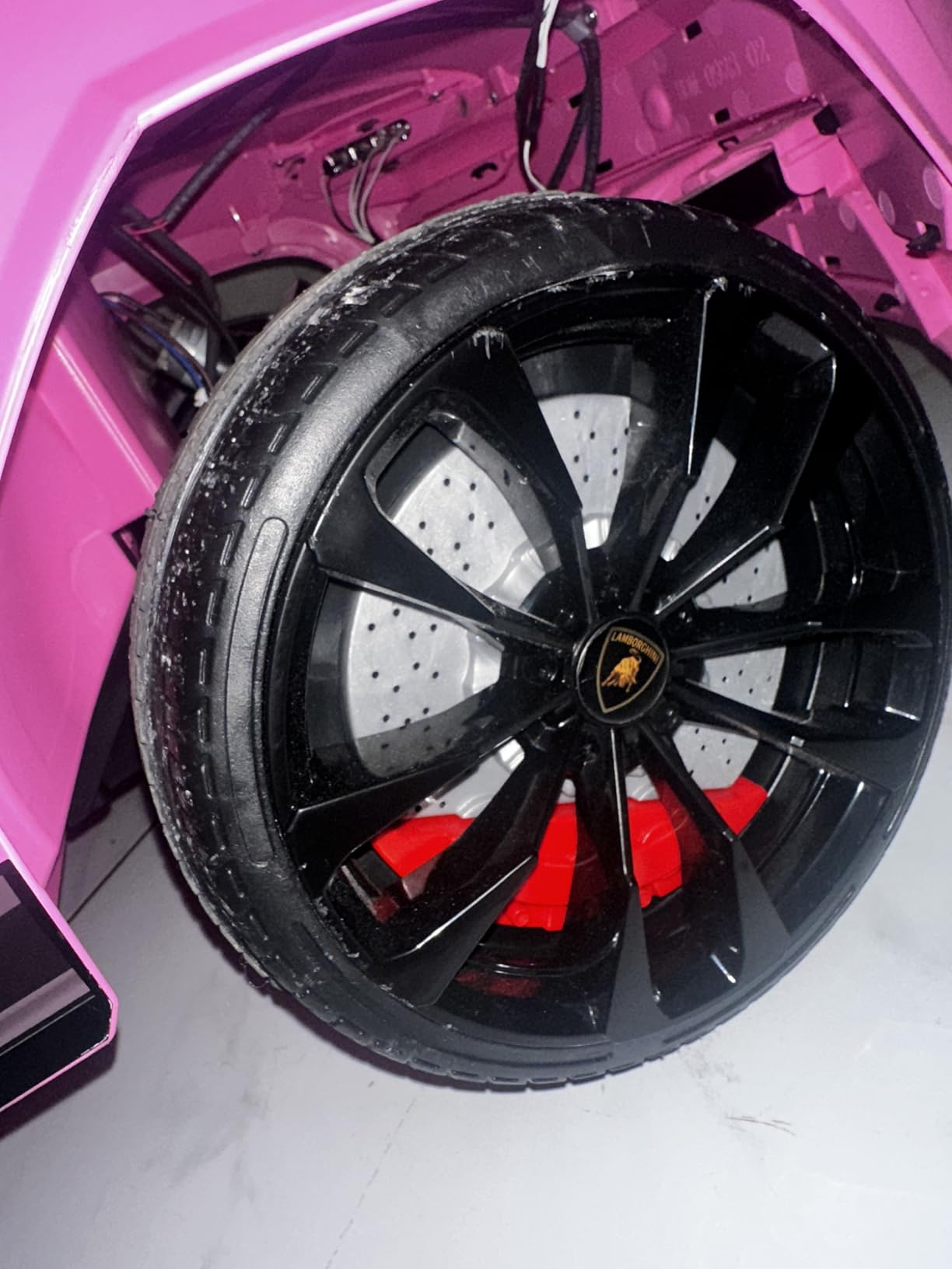 Electric Car for Kids 12V Licensed Lamborghini Ride On Car with Remote Control,Max Speed 2.5Mph,LED Lights,Music Players,Lockable Doors,Spring Suspension,Toddler Cars to Drive,Pink customer photo 2