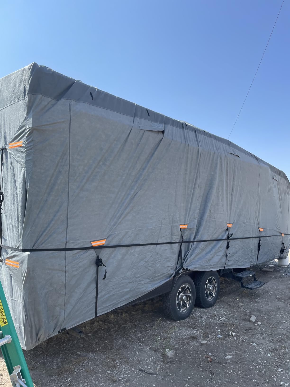 RV Cover for 35-38 ft Travel Trailers, 8 Layers Heavy Duty Camper Cover, Weatherproof & UV Resistant Motorhome Trailer Cover with Gutter & Tongue Jack Covers customer photo 1