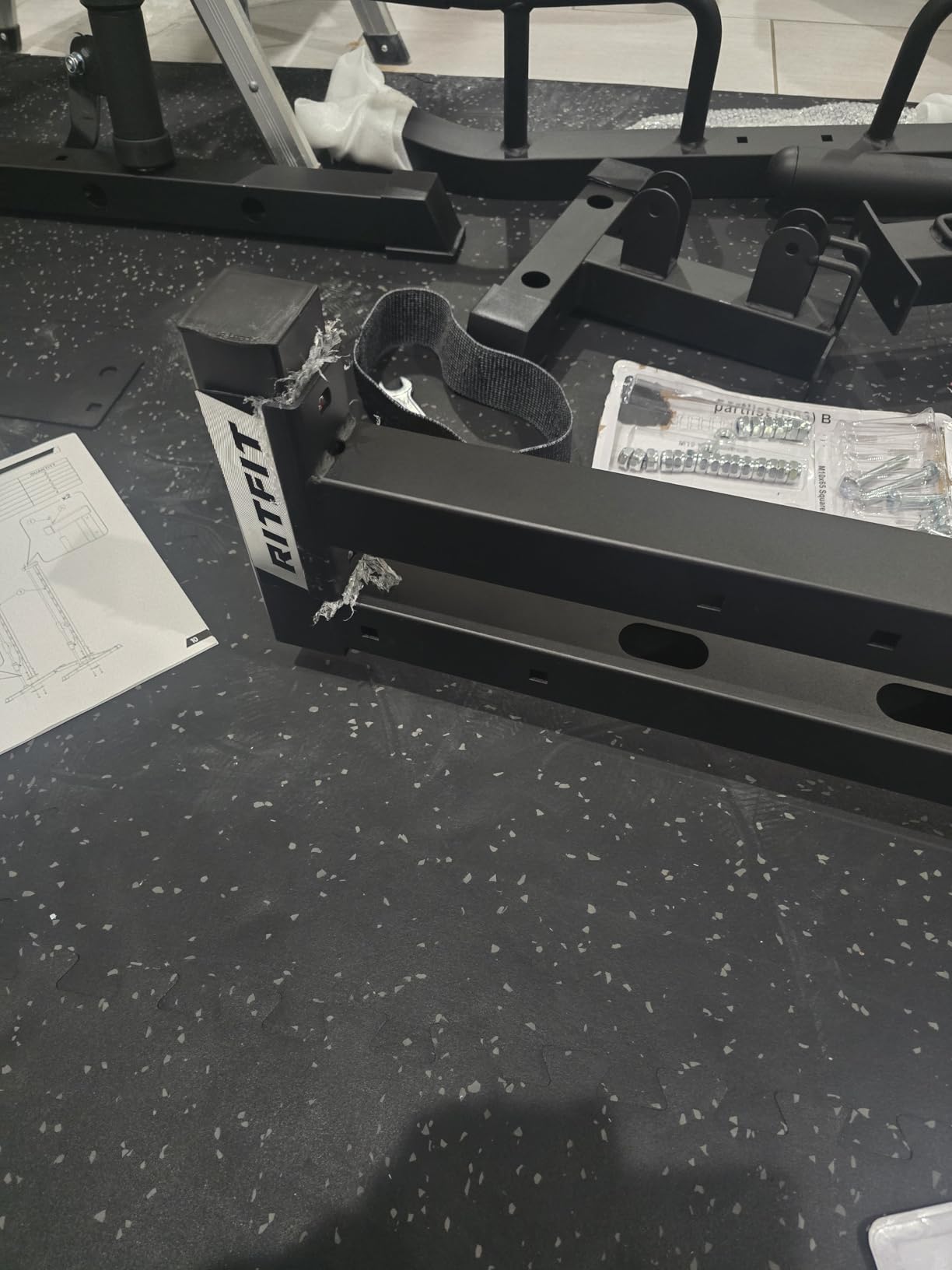 RitFit Smith Machine Power Rack with LAT-Pull Down System | Half Smith Machine with Landmine, Barbell Bar, Plate Storage Pegs and More Training Attachment customer photo 2