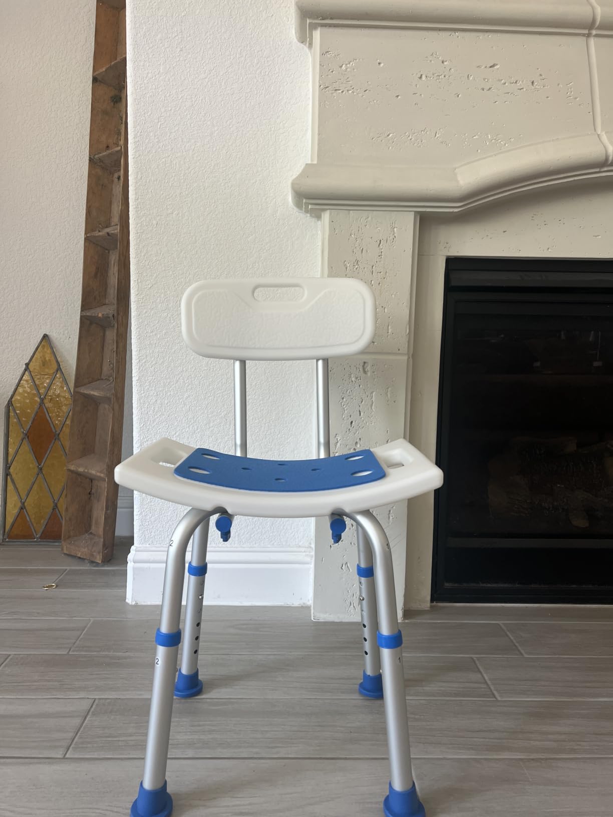 HOMLAND Shower Chair for Inside Shower with Removable Back, Aluminum Frame customer photo 1