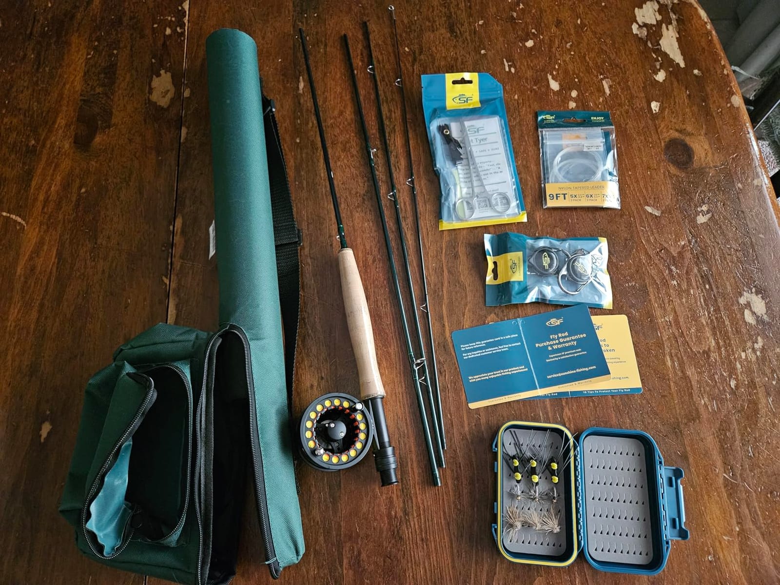 SF Fly Fishing Rod Combo Starter Kit Semi Gloss Green Jade Finish 24T Carbon Fiber Trout Travel Fly Rod with Reel,Fly Rod case,Fly Box , Flies,Tapered Leader,Knot Tying Tools customer photo 1