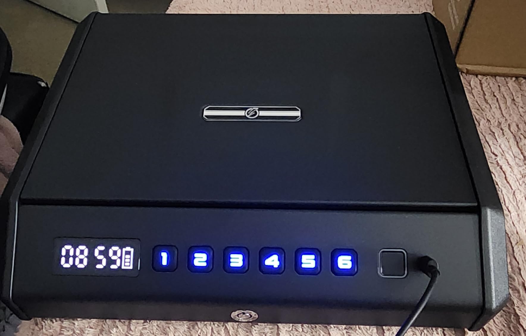 Large Biometric Gun Safe for Pistols, 100 Sets of Fingerprint Handgun Safe with Internal Light & Silent Mode, Gun Lock Box for Home Bedroom Bedside Nightstand and Car, AA batteries customer photo 1