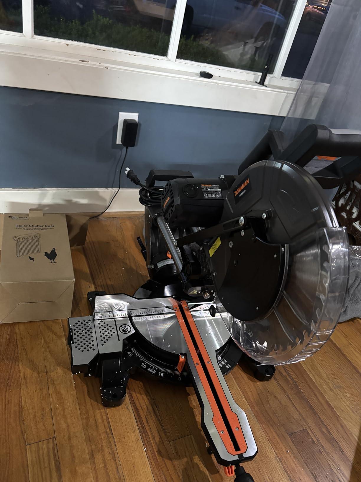 DOVAMAN 12-Inch Dual-Bevel Sliding Compound Miter Saw, 15-Amp | 3800 RPM motor with laser guide, 4.2 x 13 in max cut, 0-45° bevel & miter cut and 9 positive stops. customer photo 2