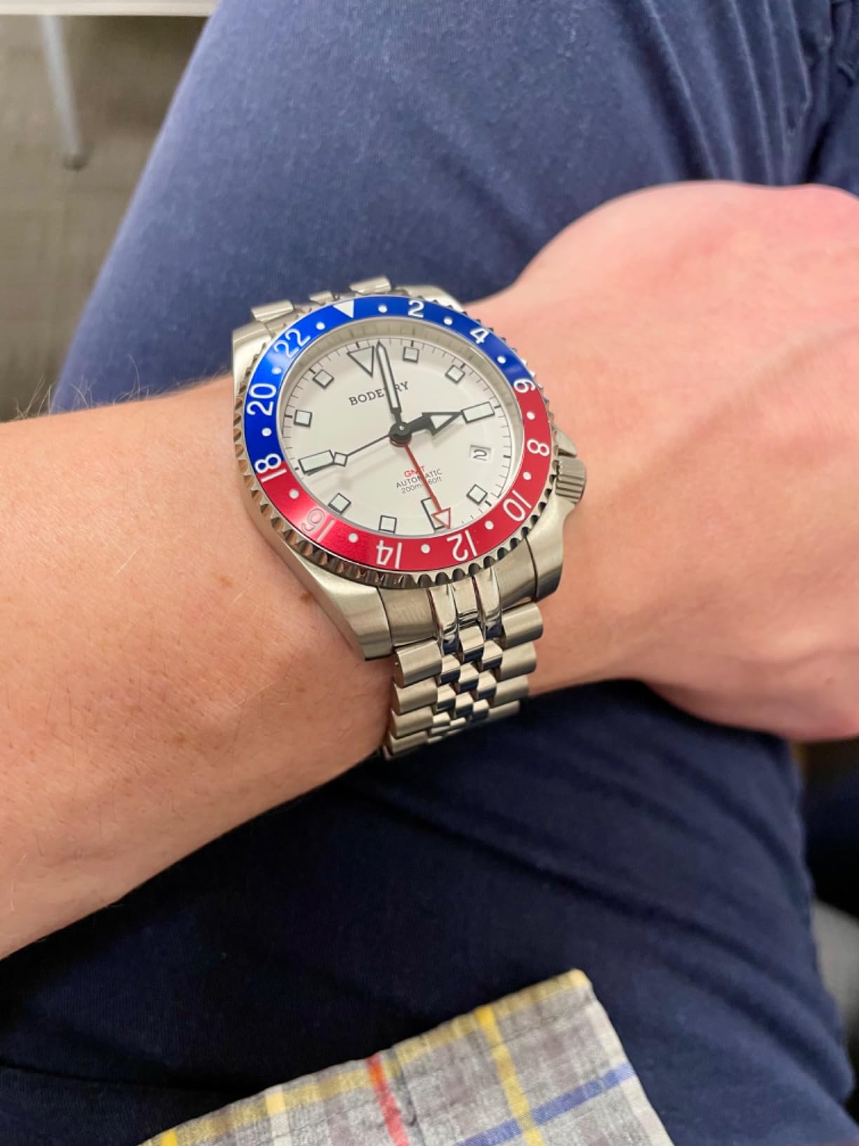 BODERRY Men's Watch Titanium Automatic 200M Waterproof Diver Watch with GMT Automatic Movement and Titanium Bracelet—Admiral customer photo 2