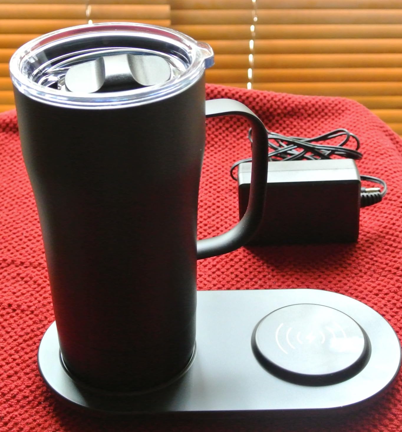 Smart Self Heating Coffee Mug 18 Oz Temperature Control Heated Coffee Mug App Controlled Warmer Mug 5-10 Hour LED Display Keep Coffee Hot All Day Fast Wireless Charger Base Lake Blue customer photo 2