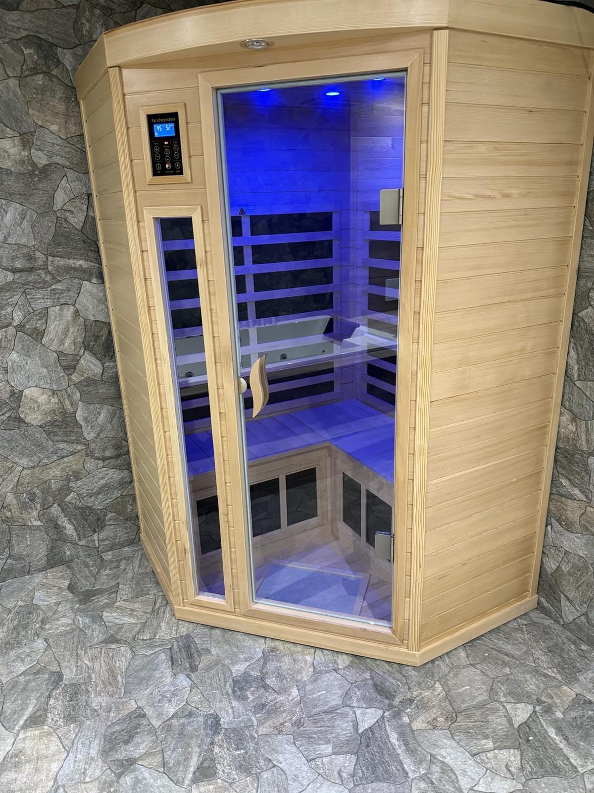Full Spectrum Sauna, Outdoor Sauna 3 Person Infrared Sauna, Infrared Saunas for Home, 1950W 20A Low EMF Far Infrared Sauna Old Fir Wooden Sauna with Red Light Therapy, Reclining Seats customer photo 1