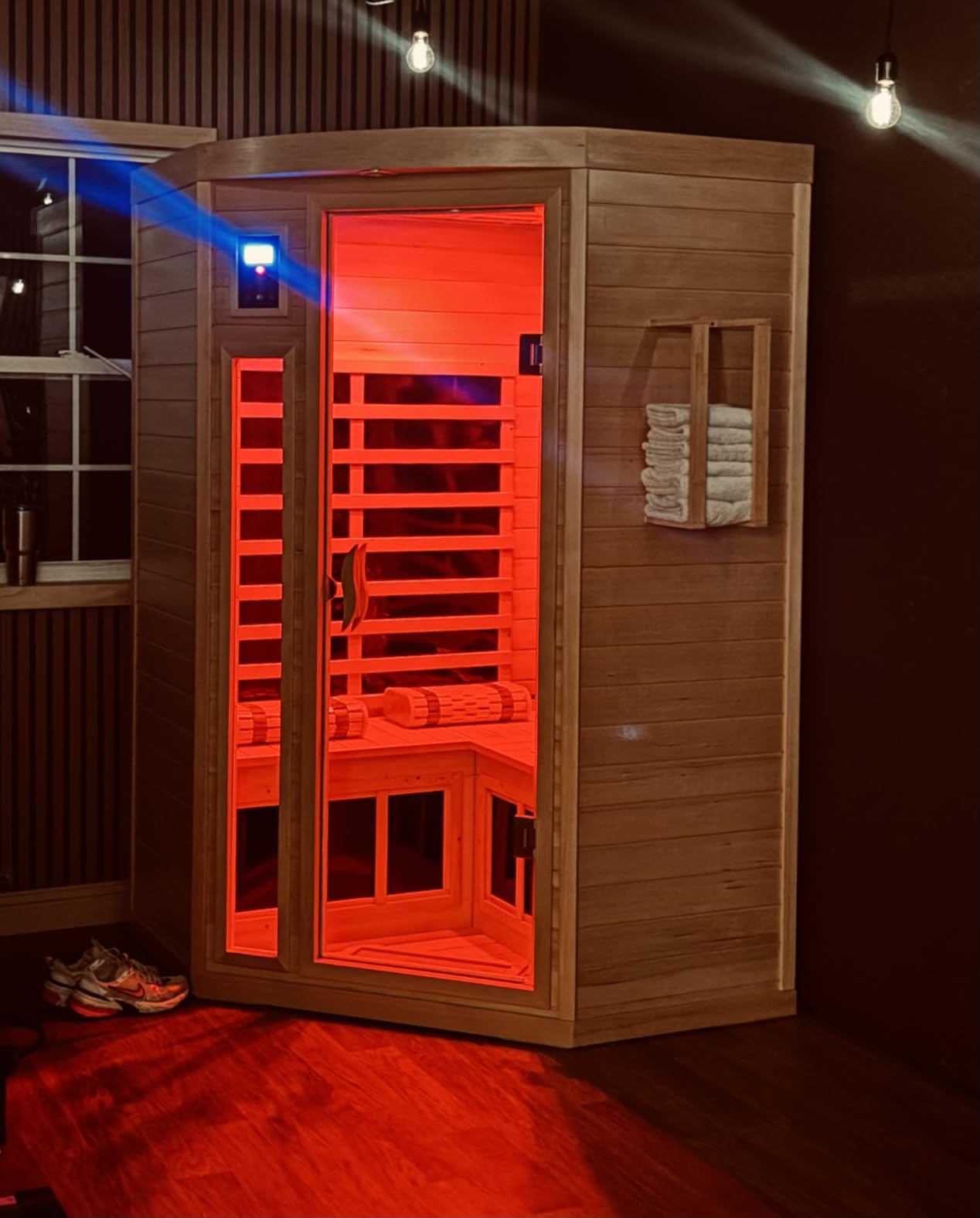 Full Spectrum Sauna, Outdoor Sauna 3 Person Infrared Sauna, Infrared Saunas for Home, 1950W 20A Low EMF Far Infrared Sauna Old Fir Wooden Sauna with Red Light Therapy, Reclining Seats customer photo 2