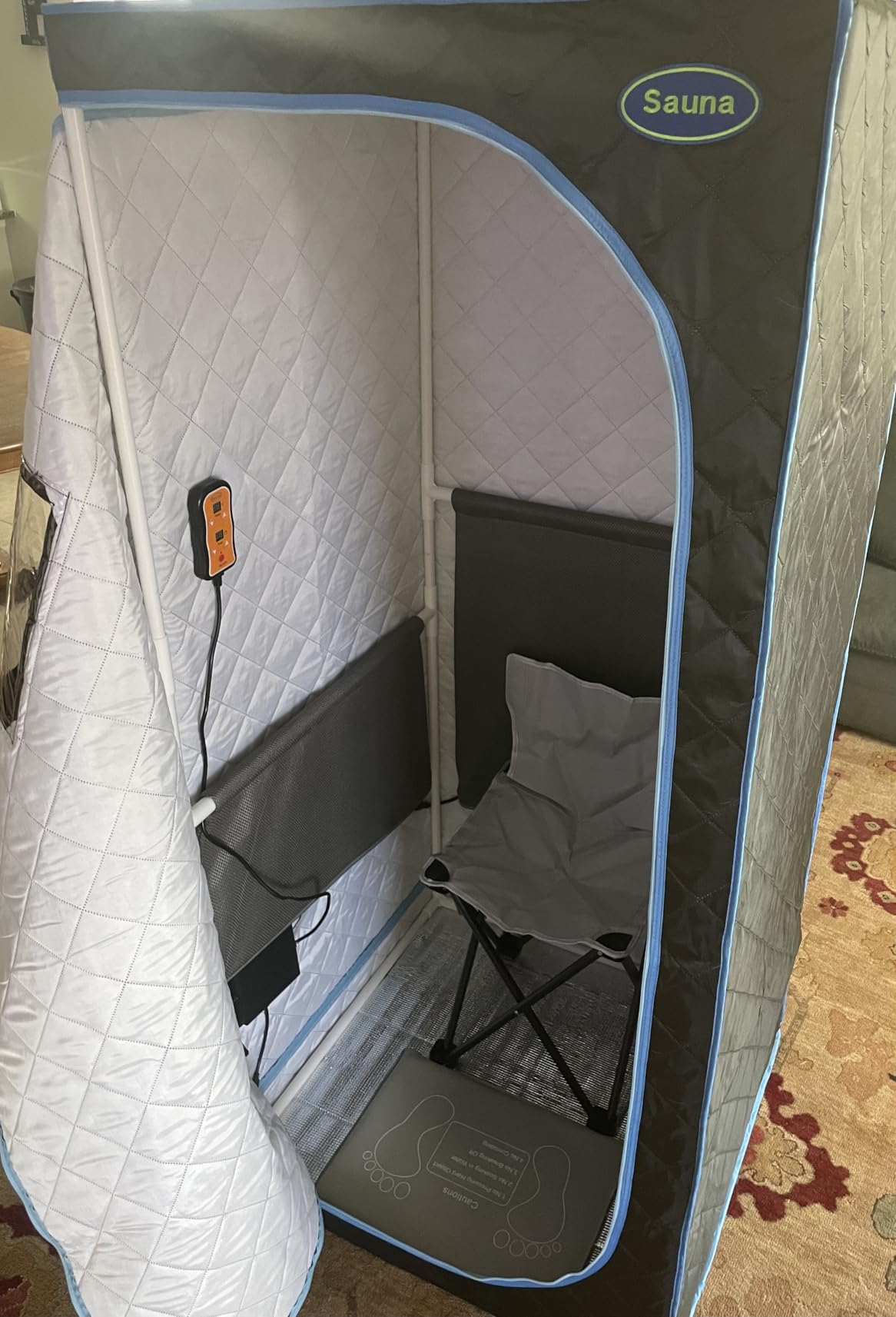 Foldable Portable Steam Sauna, Personal Sauna Tent for Home SPA with 1000w 2.2L Steamer, Folding Chair, Remote Control, Black customer photo 1