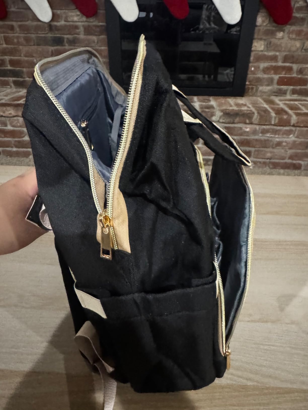 ROSEGIN Diaper Bag Backpack for Dad and Men, Large Travel Baby Bag with Changing Pad, Pacifier Case, Removable Flag Patch - Baby Shower Gifts - Shadow Black customer photo 2