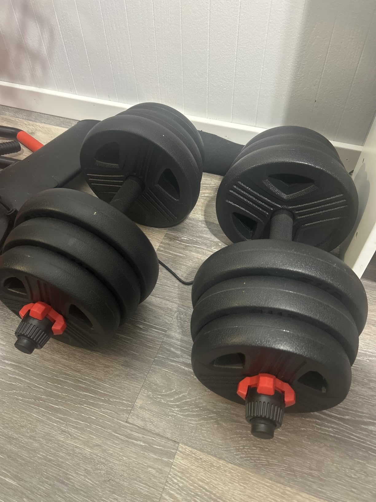 Adjustable dumbbell set,20/35/45/55/70/90lbs Free Weights set with upgraded nut, 5 in 1 Weight Set Used as Kettlebells, Barbell, Push up Stand, Fitness Exercise for Home Gym Suitable Men/Women customer photo 1