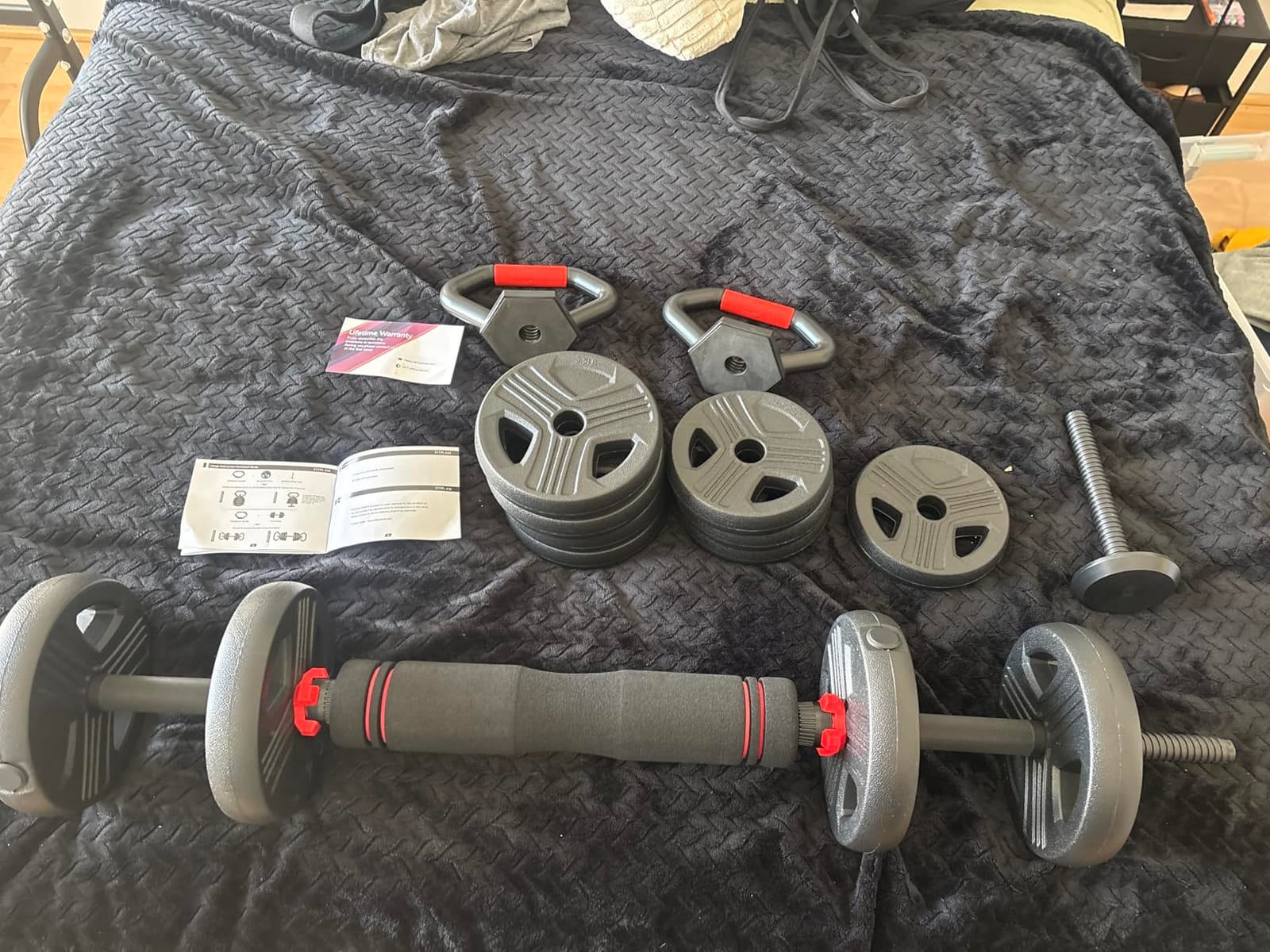 Adjustable dumbbell set,20/35/45/55/70/90lbs Free Weights set with upgraded nut, 5 in 1 Weight Set Used as Kettlebells, Barbell, Push up Stand, Fitness Exercise for Home Gym Suitable Men/Women customer photo 2